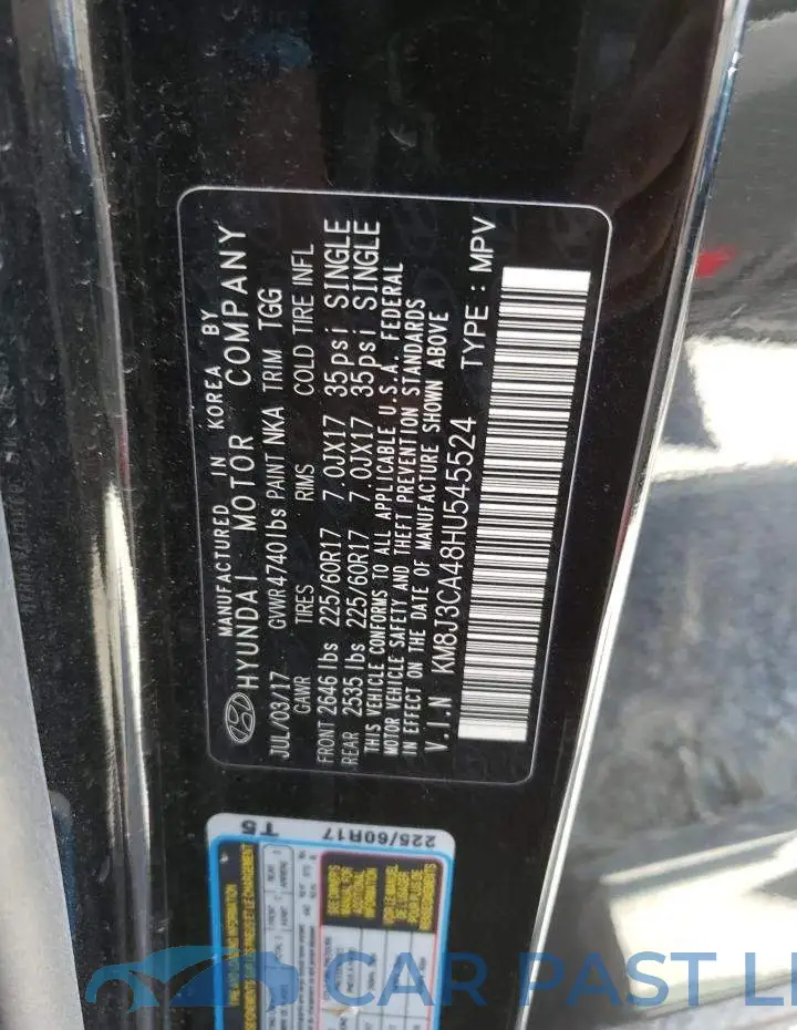 KM8J3CA48HU545524# 12