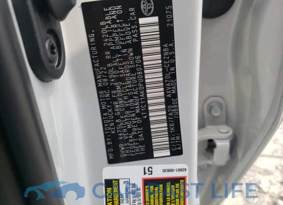 4T1C11AK0PU080706# 12