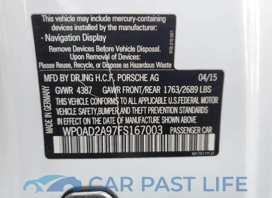 WP0AD2A97FS167003# 12