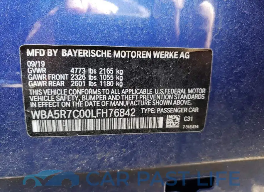 WBA5R7C00LFH76842# 12
