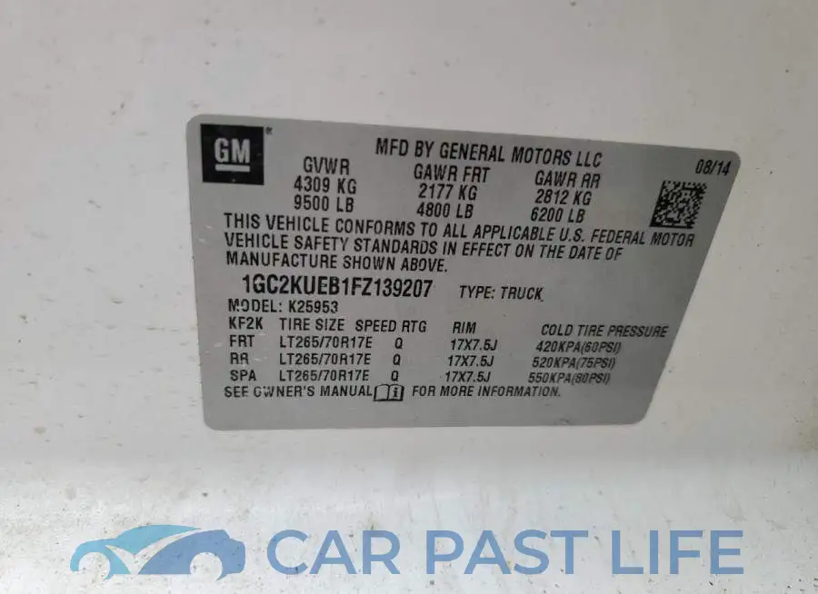 1GC2KUEB1FZ139207# 12