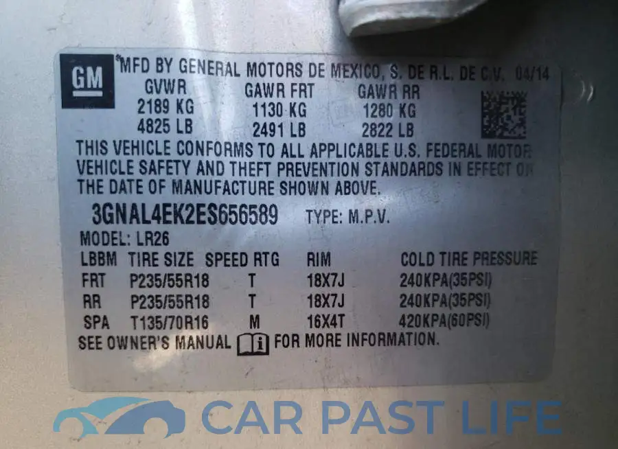 3GNAL4EK2ES656589# 13