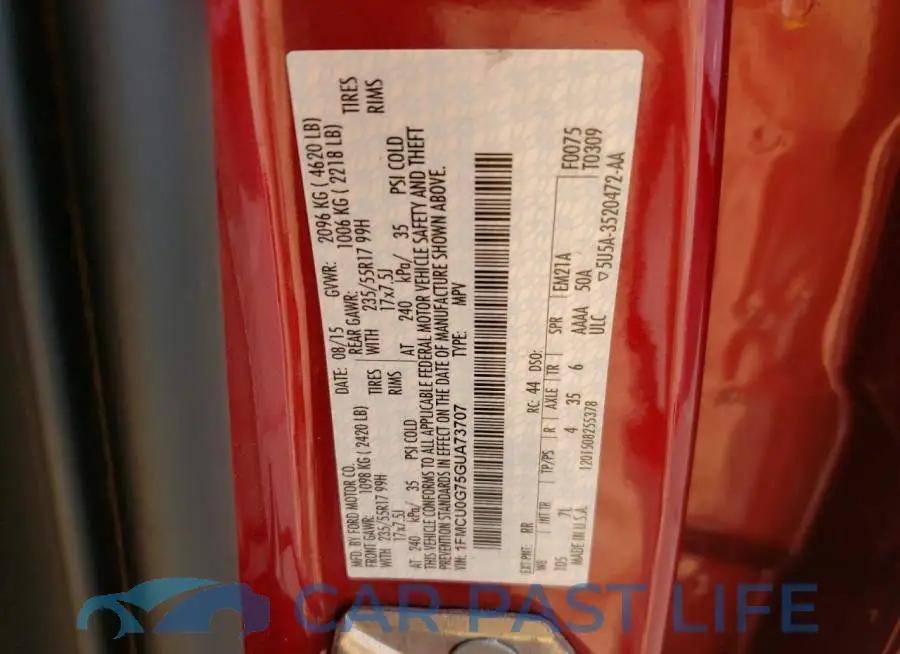 1FMCU0G75GUA73707# 13