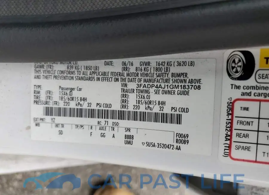 3FADP4AJ1GM183708# 12