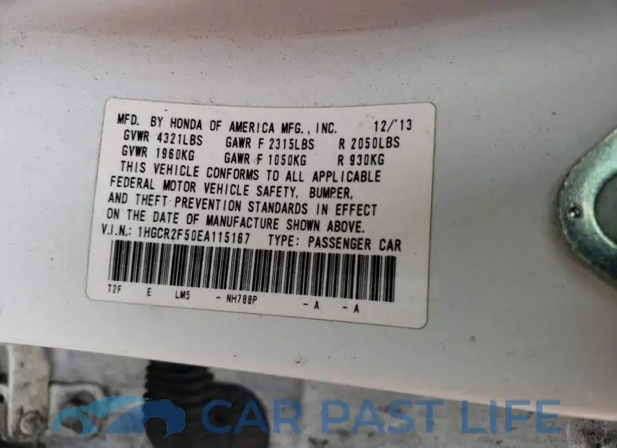 1HGCR2F50EA115167# 12