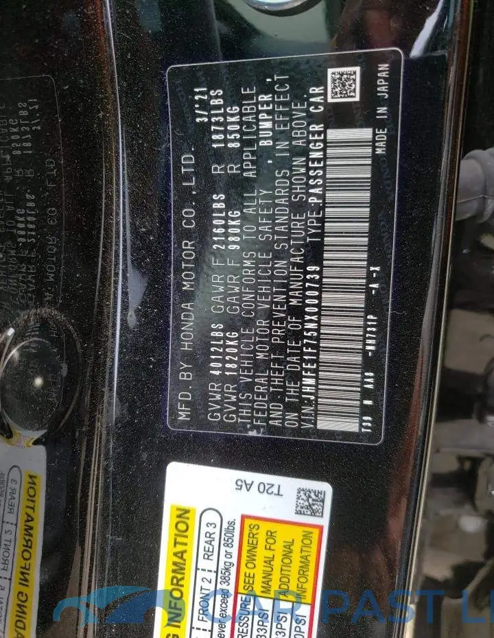 JHMFE1F75NX000739# 12