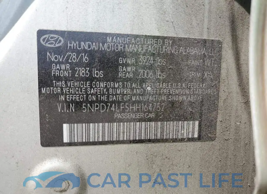 5NPD74LF5HH164752# 12