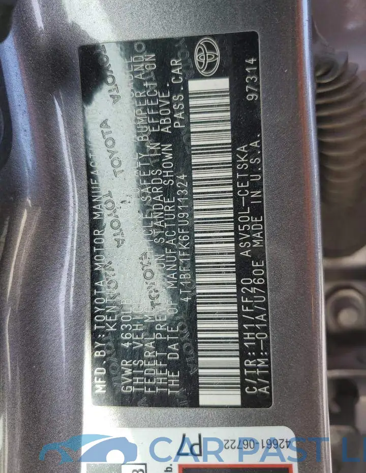 4T1BF1FK6FU911324# 13