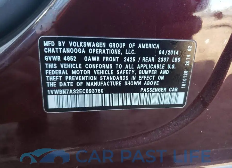 1VWBN7A32EC093750# 12