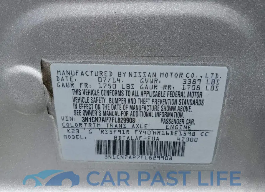 3N1CN7AP7FL829908# 12