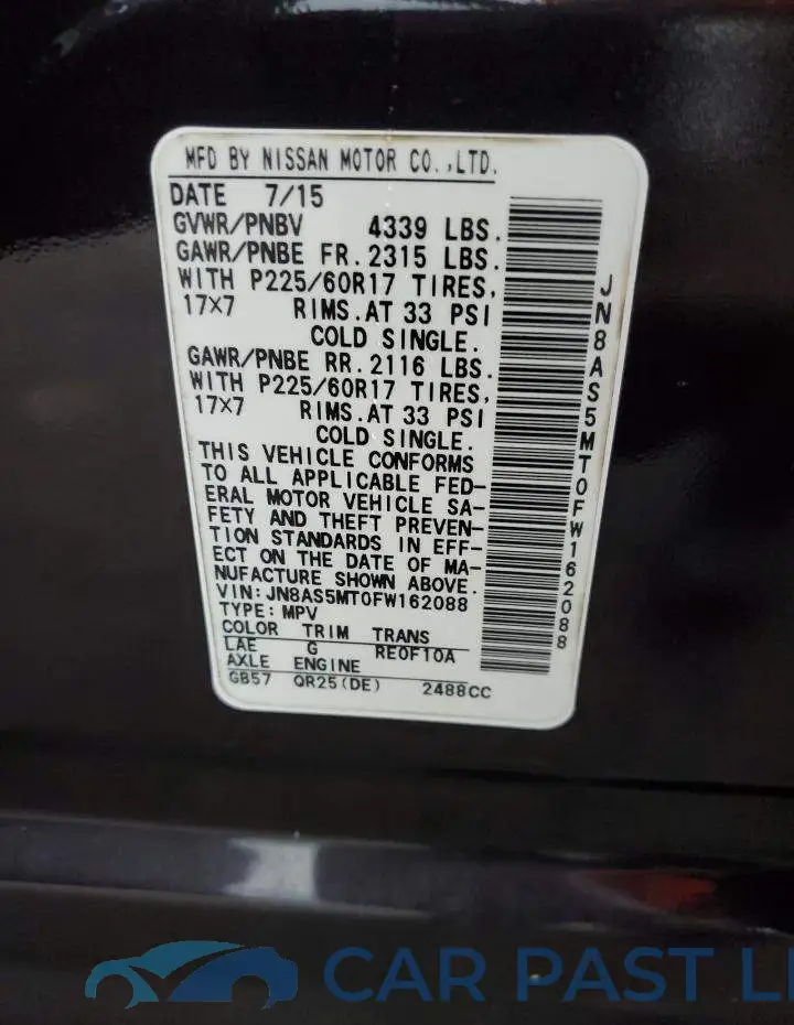 JN8AS5MT0FW162088# 13