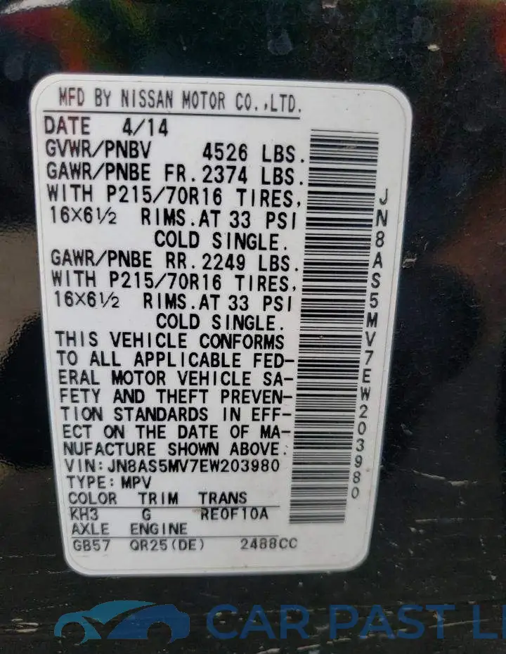 JN8AS5MV7EW203980# 13