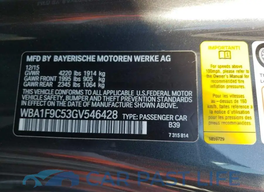 WBA1F9C53GV546428# 12