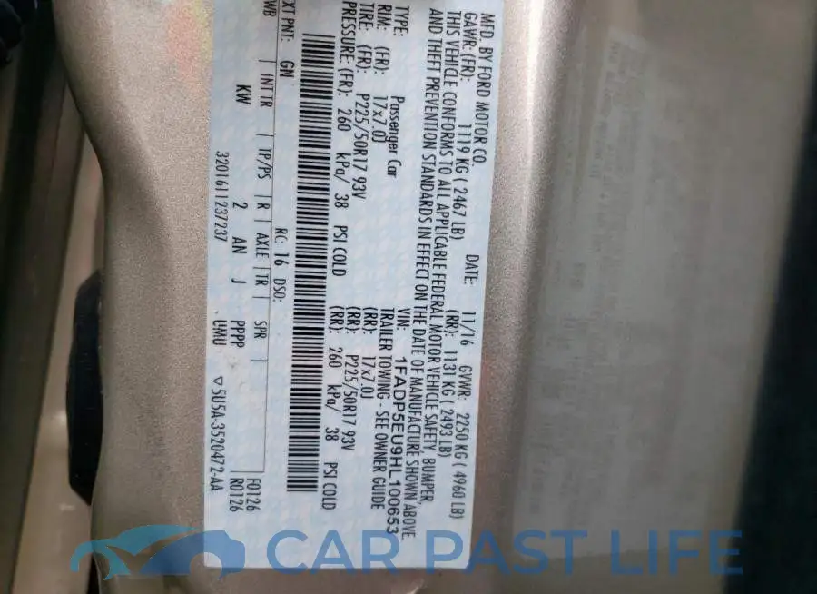 1FADP5EU9HL100653# 12