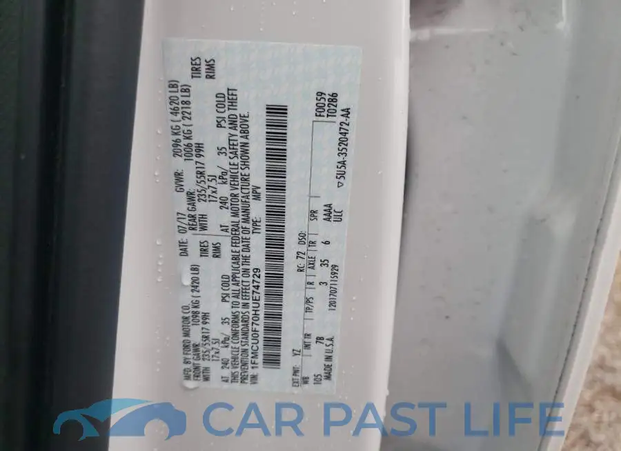 1FMCU0F70HUE74729# 14