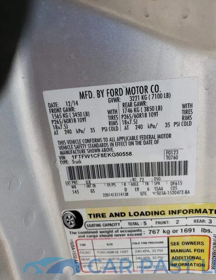 1FTFW1CF8EKG50558# 12