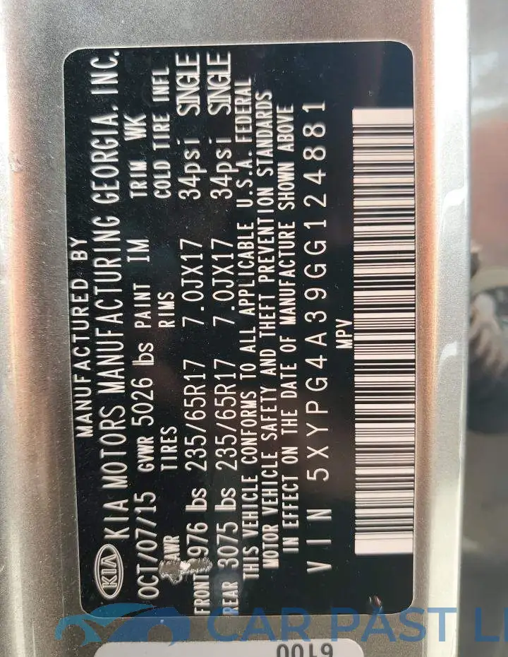 5XYPG4A39GG124881# 12