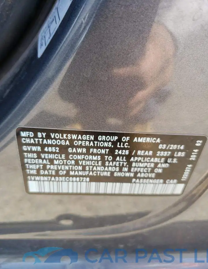 1VWBN7A33EC086726# 12