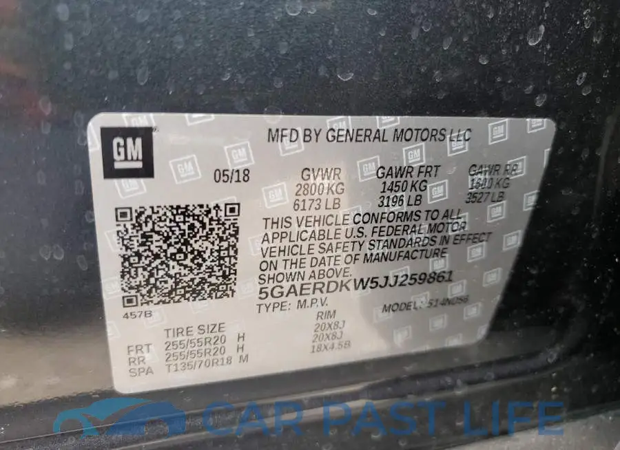 5GAERDKW5JJ259861# 13