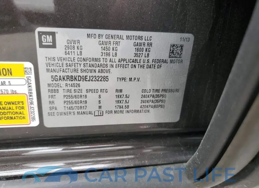 5GAKRBKD9EJ232285# 13