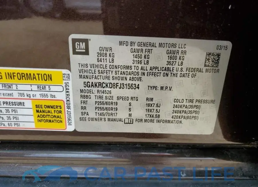 5GAKRCKD8FJ315634# 13