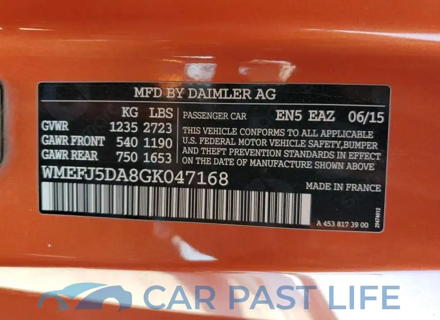 WMEFJ5DA8GK047168# 13