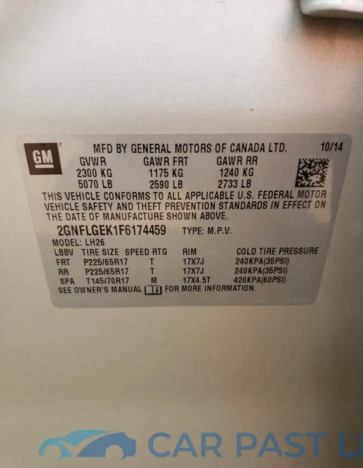 2GNFLGEK1F6174459# 12