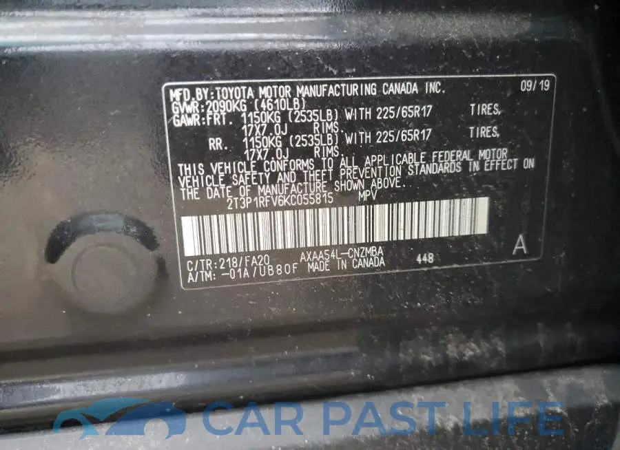 2T3P1RFV6KC055815# 12