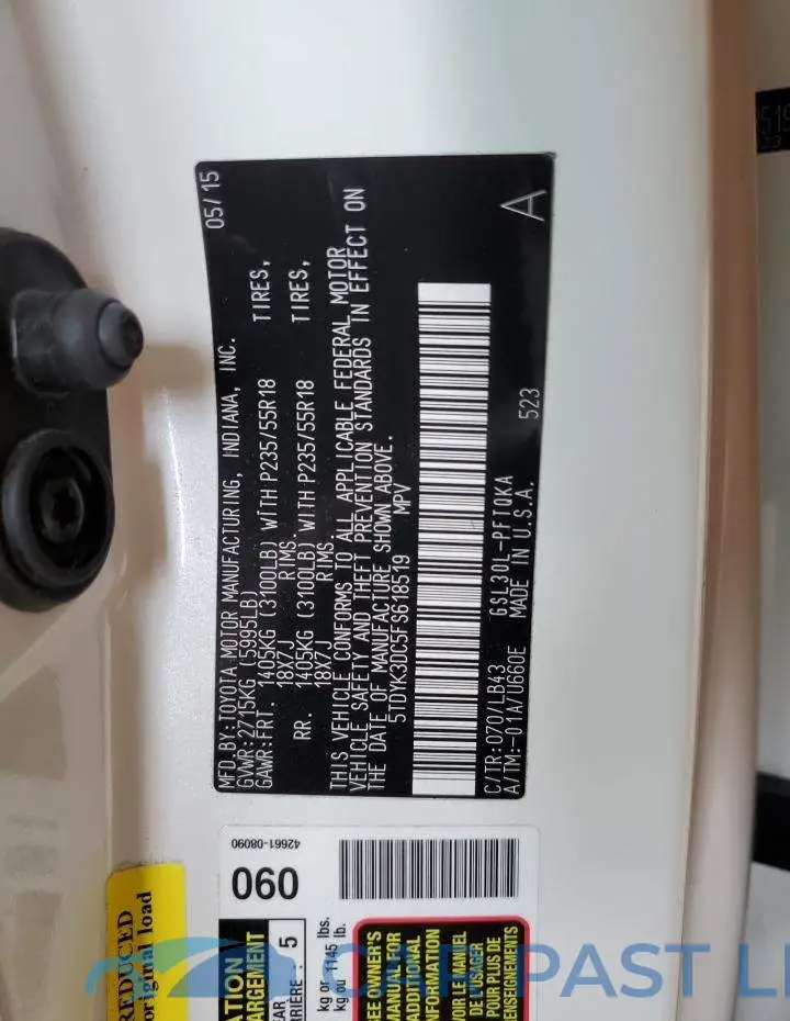 5TDYK3DC5FS618519# 13