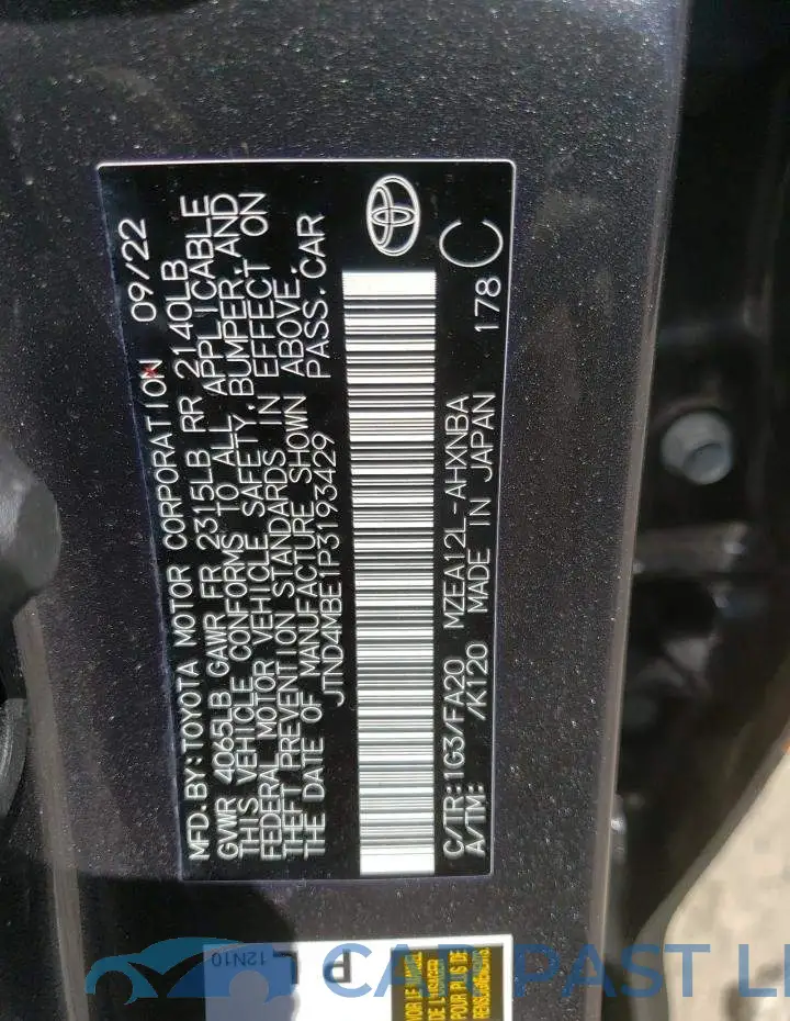JTND4MBE1P3193429# 12