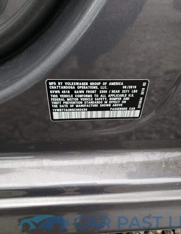 1VWBT7A36GC063420# 12