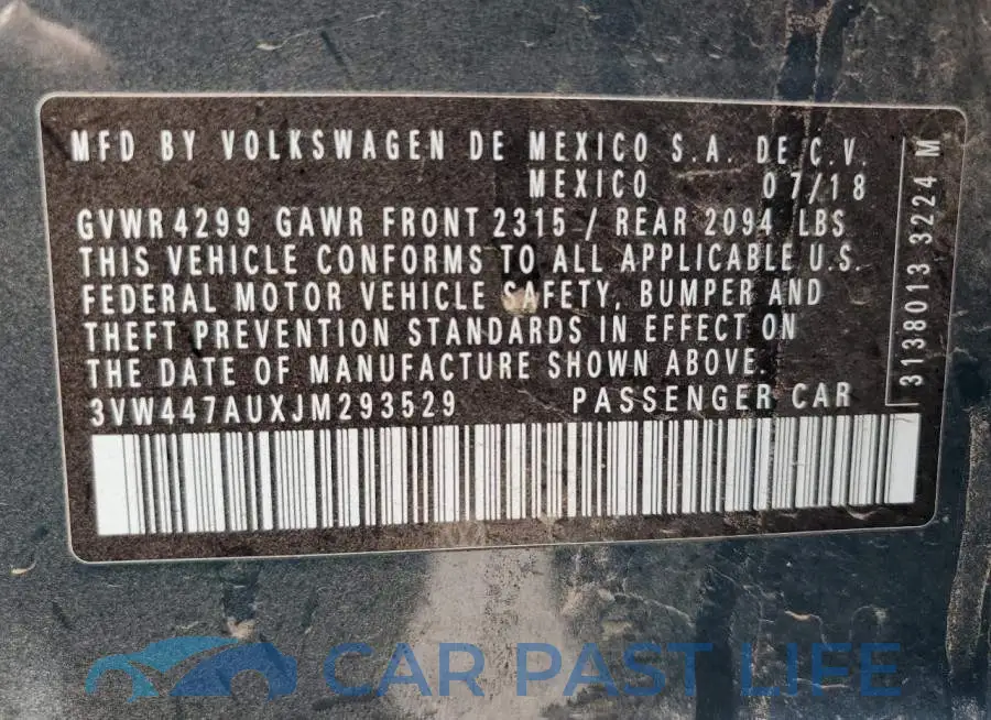 3VW447AUXJM293529# 13