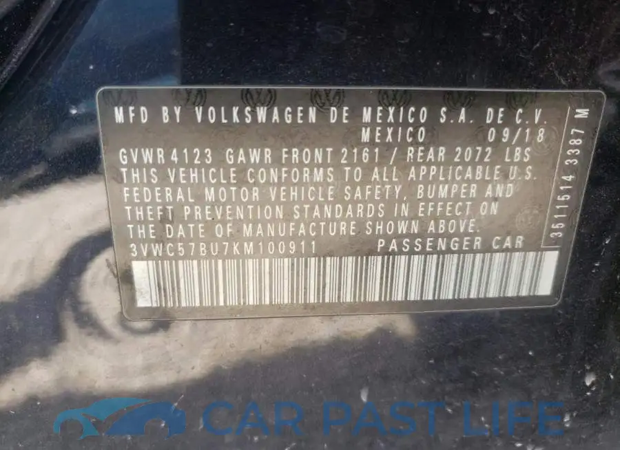3VWC57BU7KM100911# 10