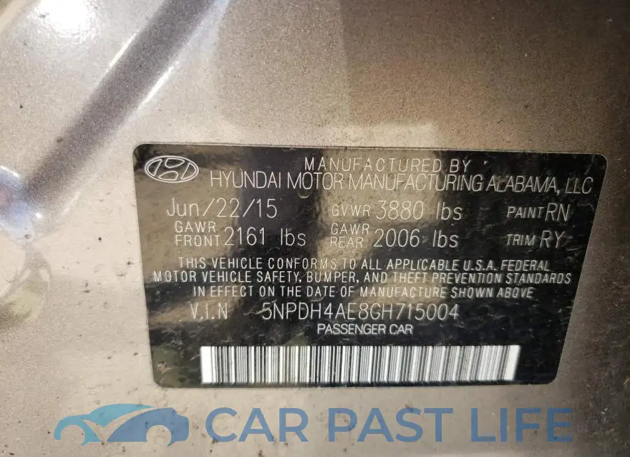 5NPDH4AE8GH715004# 12