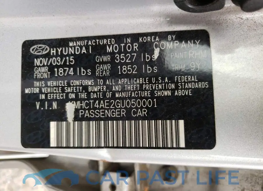 KMHCT4AE2GU050001# 12