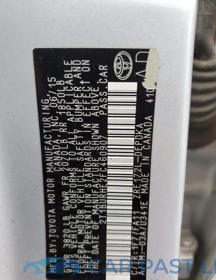 2T1BURHE2FC460907# 12