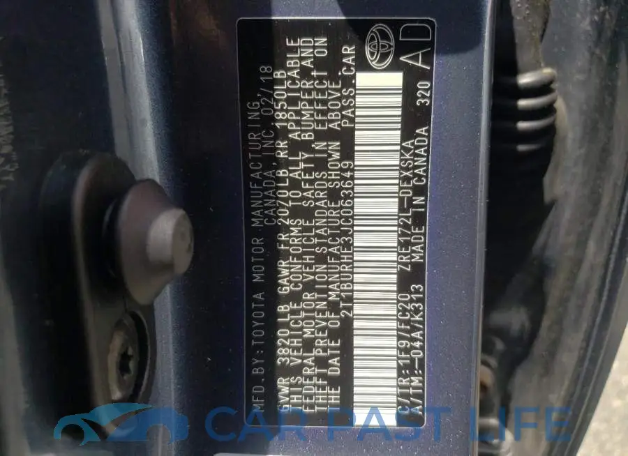 2T1BURHE3JC063649# 12
