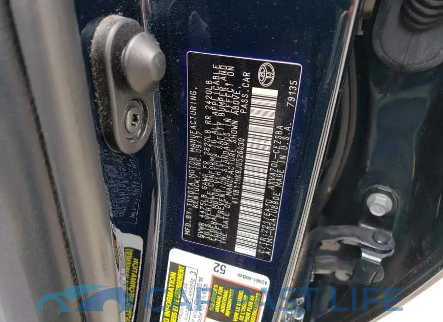 4T1B11HK8JU526030# 12
