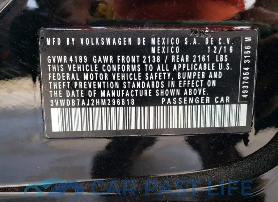 3VWDB7AJ2HM296818# 14