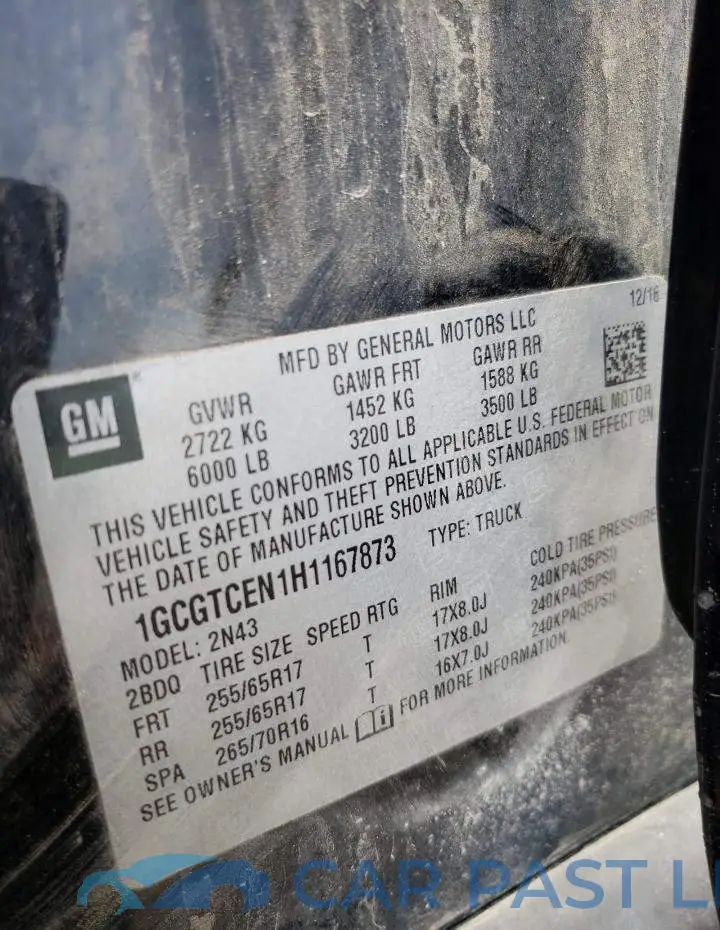 1GCGTCEN1H1167873# 12