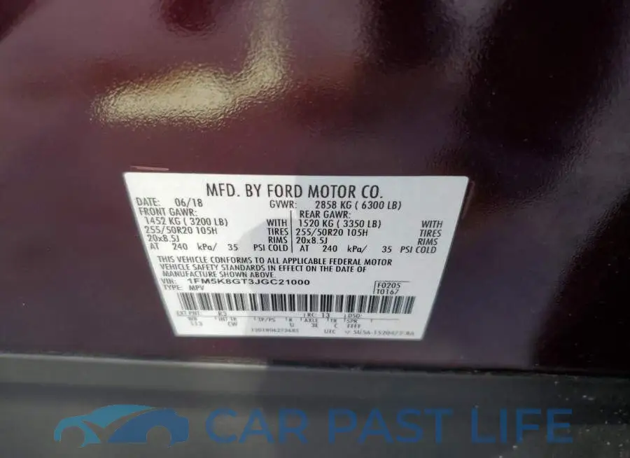 1FM5K8GT3JGC21000# 12