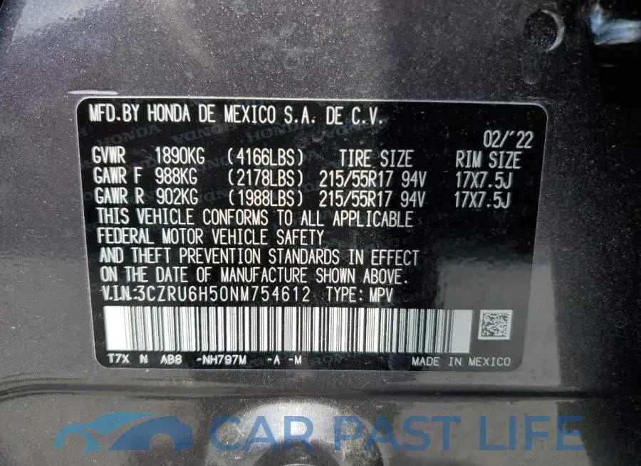 3CZRU6H50NM754612# 13