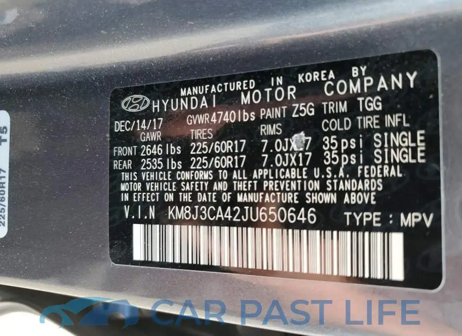 KM8J3CA42JU650646# 12