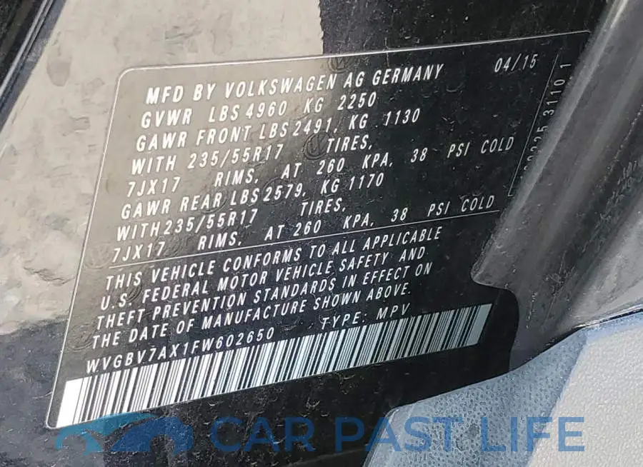 WVGBV7AX1FW602650# 13
