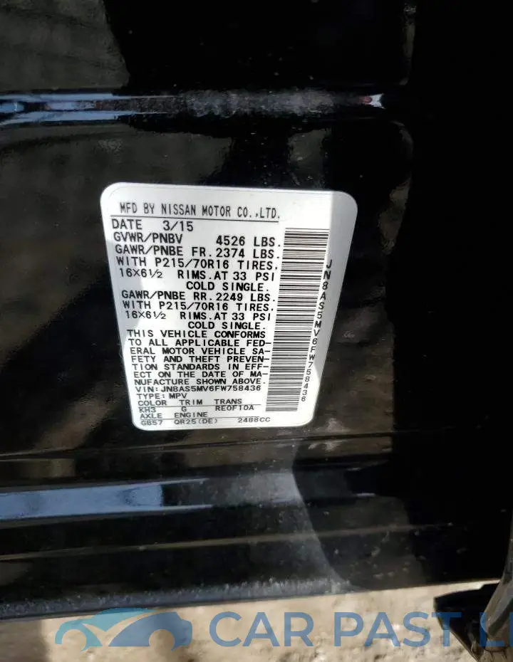 JN8AS5MV6FW758436# 12