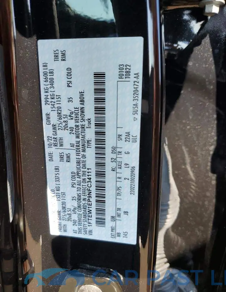 1FTEW1EP9NFC34111# 13