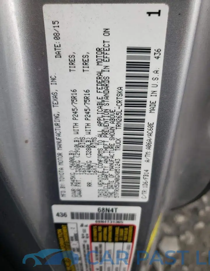 5TFRX5GN0GX051243# 12
