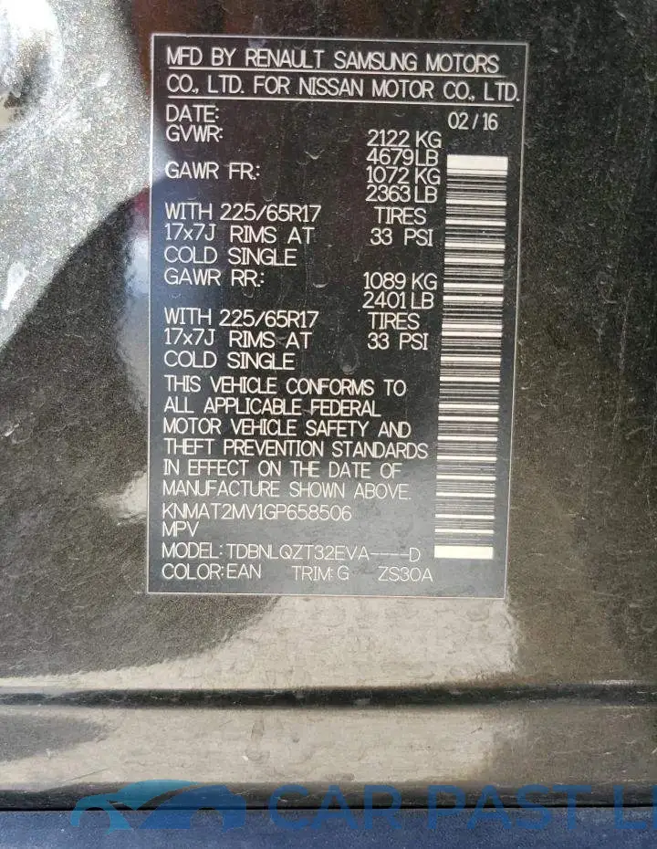 KNMAT2MV1GP658506# 12
