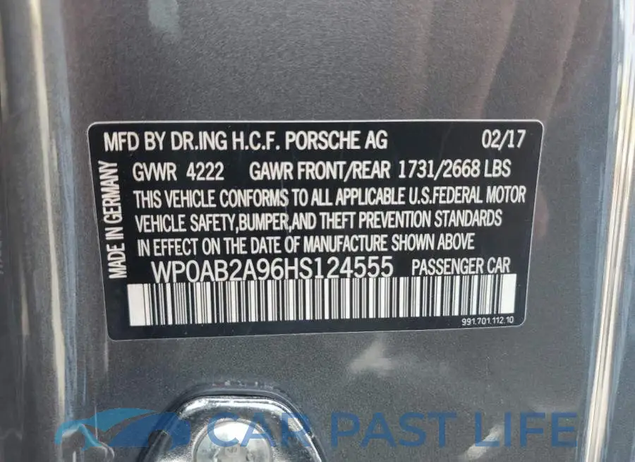 WP0AB2A96HS124555# 12