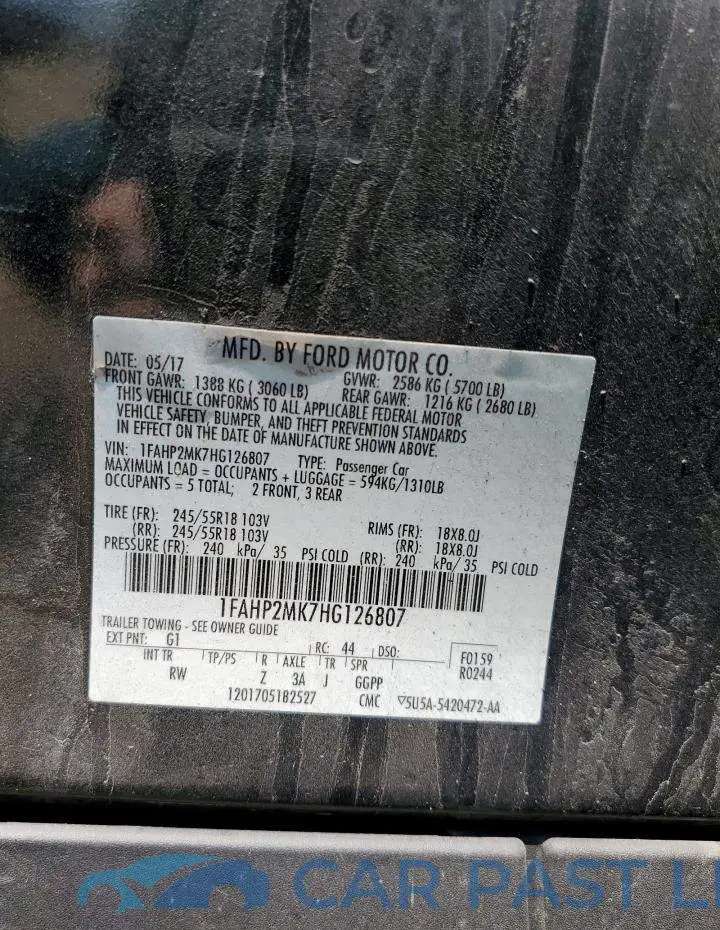 1FAHP2MK7HG126807# 12